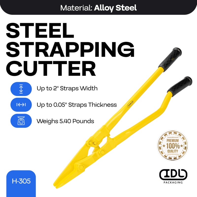 IDL Packaging H-305 Steel Strapping Cutter for 1 1/4" and 2" Straps Width and 0.05" Thickness â€“ Heavy Duty Best in Class Tool with Even Longer Handles â€“ Two-Hands Operation Tool - Image 2